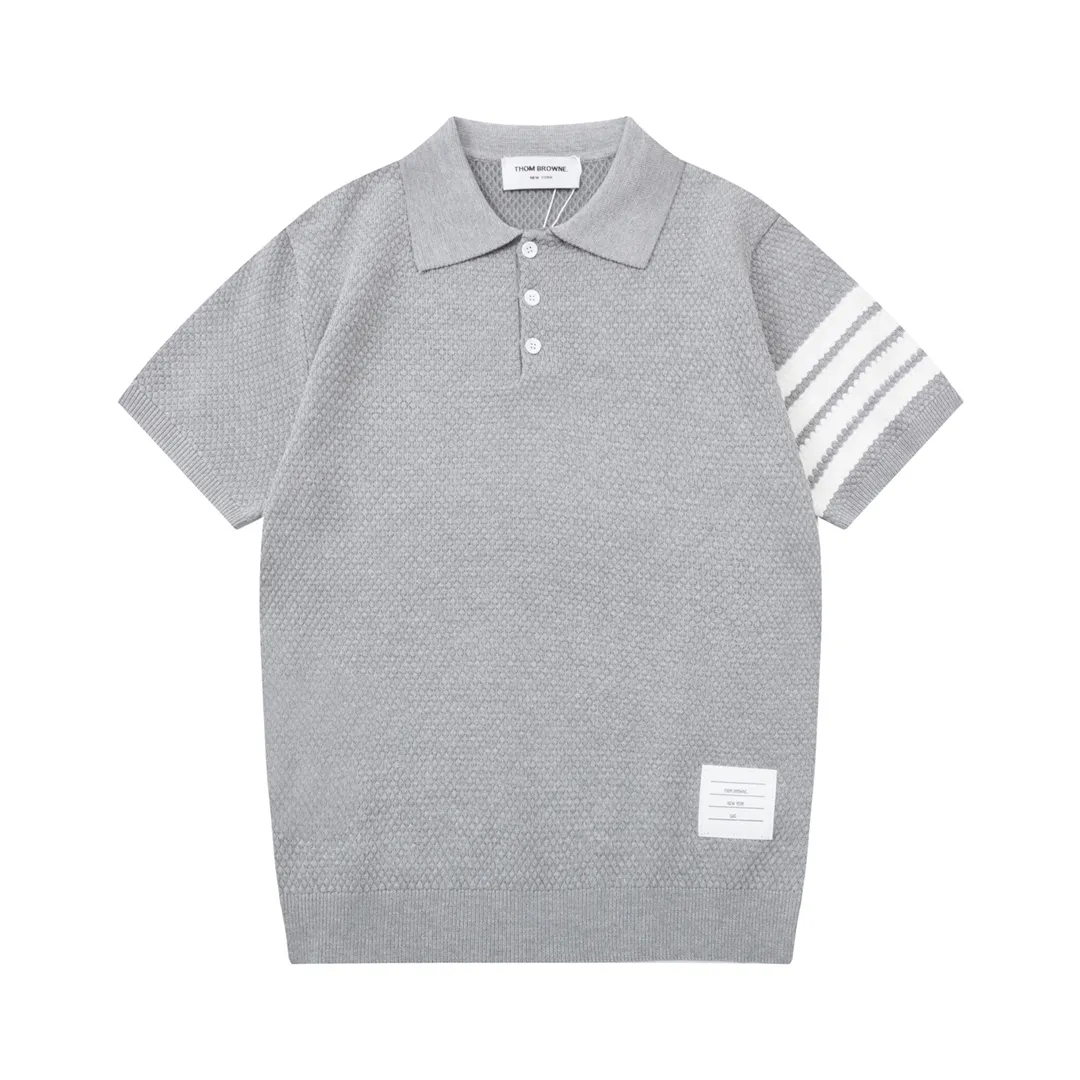 Thom Browne ➡️ POLO ， Retro Same Style Polo Versatile : Gray Size：M-3XL